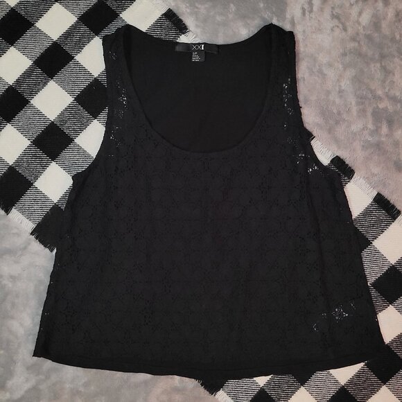 S | Forever 21 | Floral Lace Flow Tank Top - Picture 1 of 5